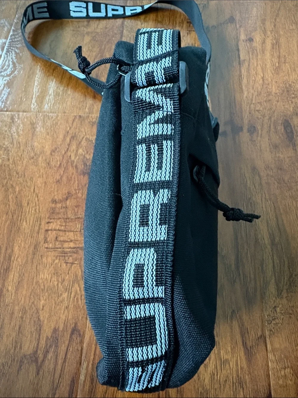 Supreme Black Crossbody Shoulder Bag with Branded Strap
